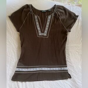 Women’s Eddie Bauer Brown Short Sleeve Tunic SZ S Authentic 90s